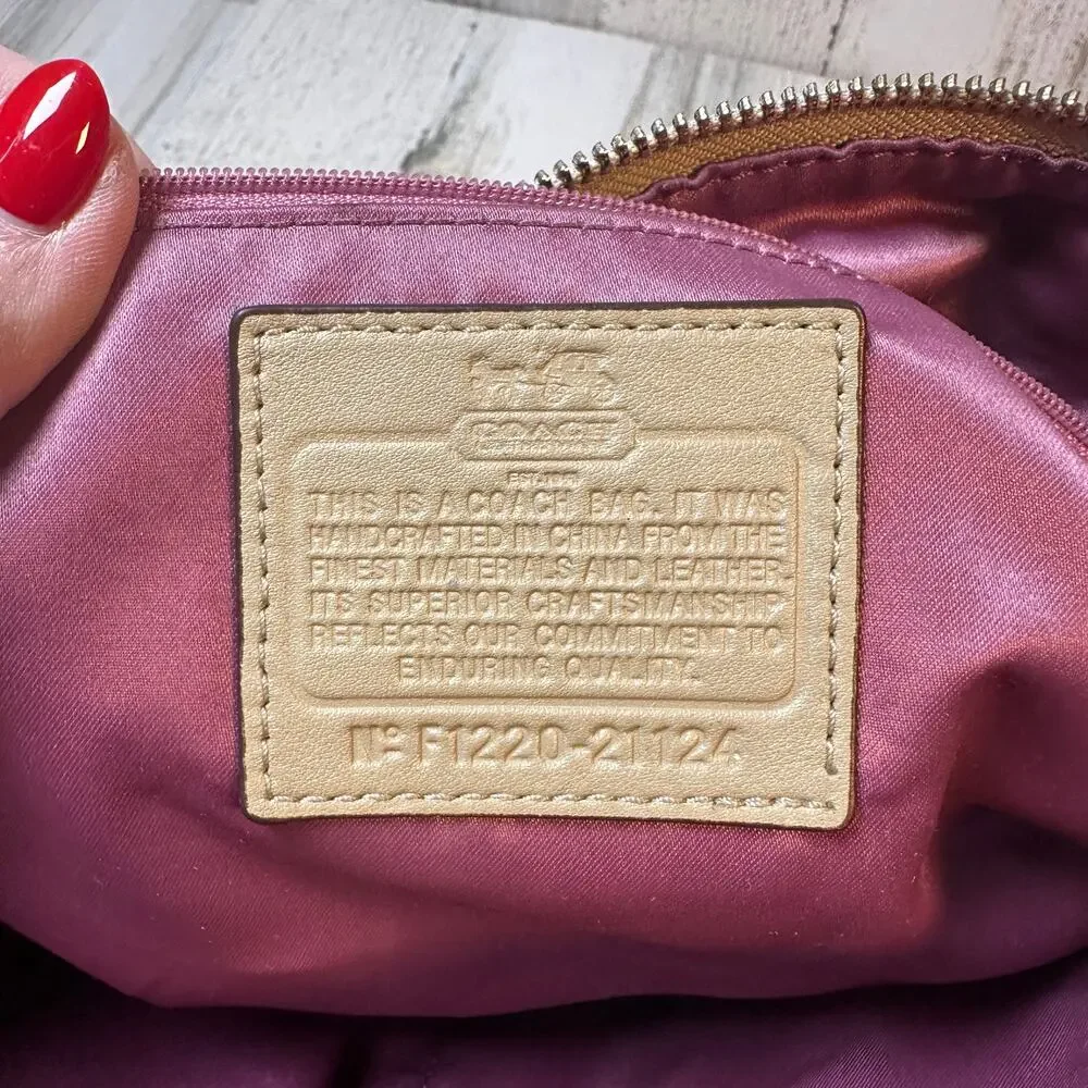Coach Maggie Satchel Signature Canvas & Brown Leather Style F1220 - Picture 3 of 9